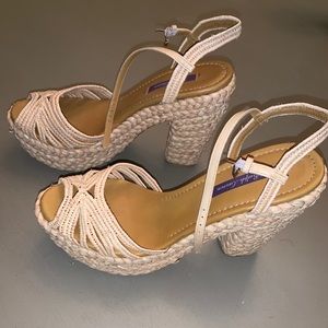 Ralph Lauren Collection Raffia Heeled Sandal